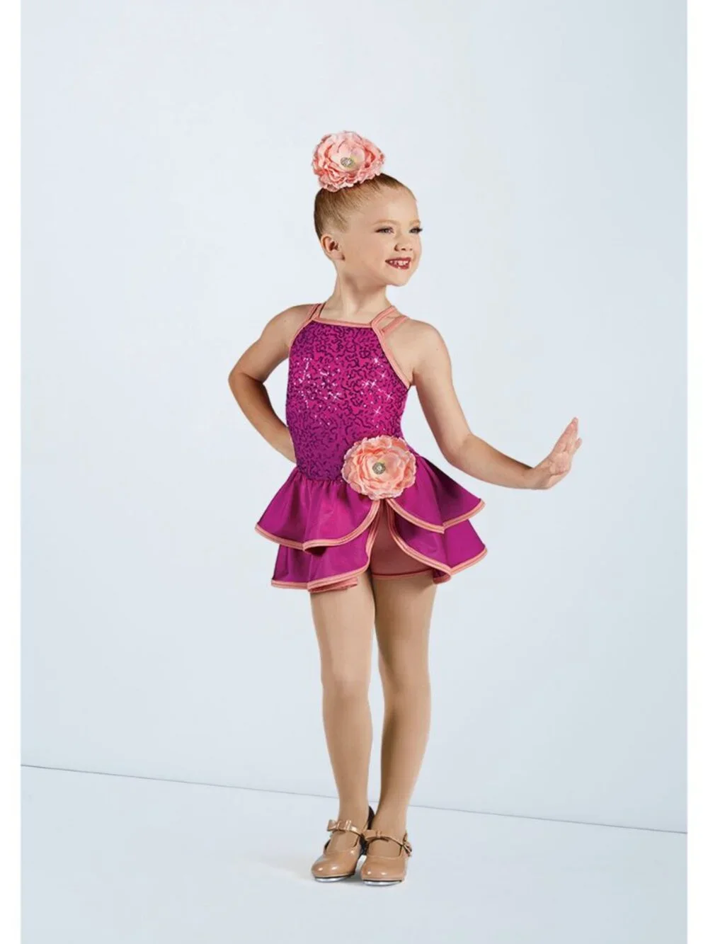 Girl Weissman Hello Song 12454 Purple Peplum Skirt Biketard Dance Costume Sz S 6